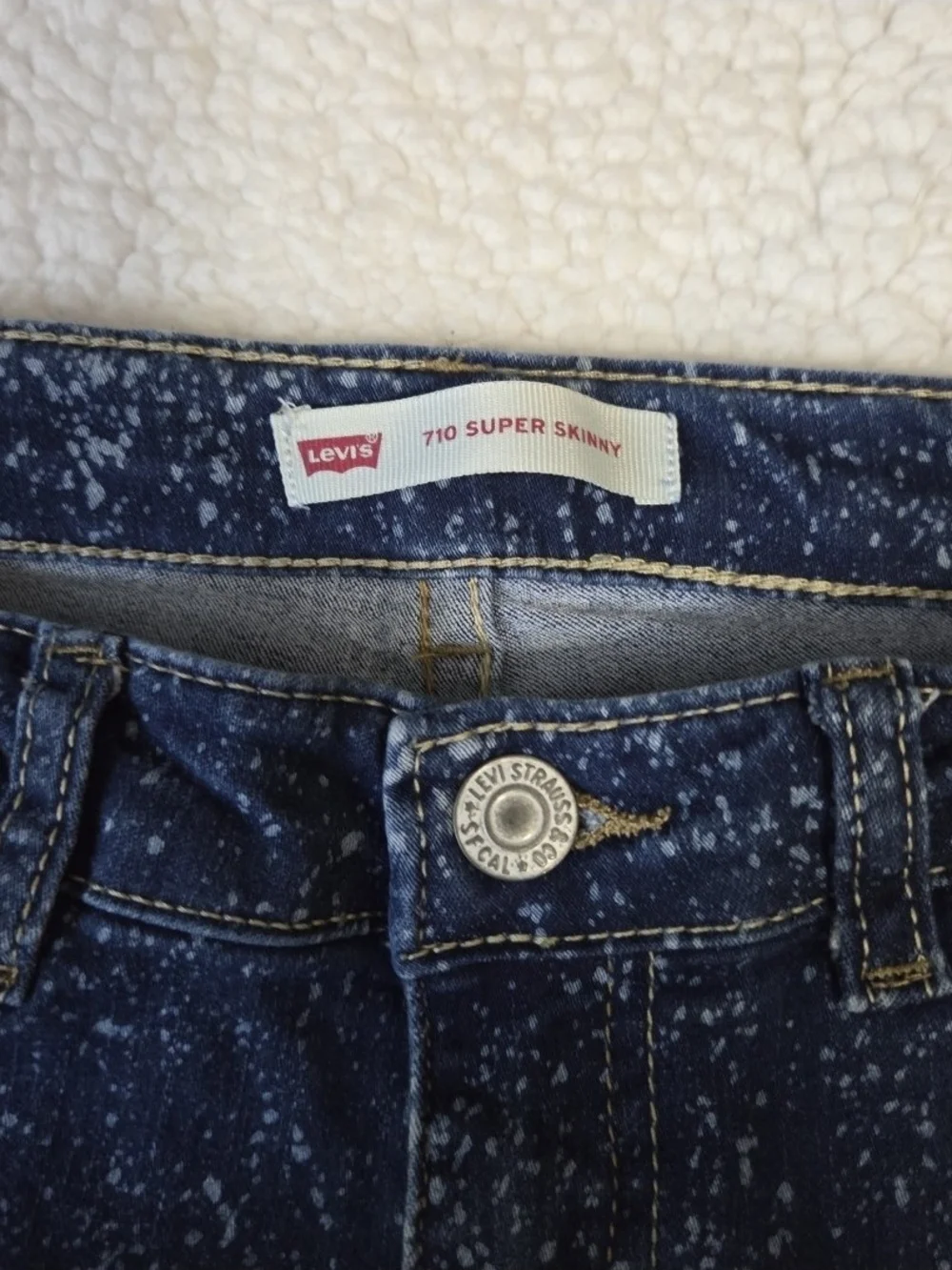 Levis 710 Girls Jeans Super Skinny Spotted Stretchy Adjustable Waist Flecked